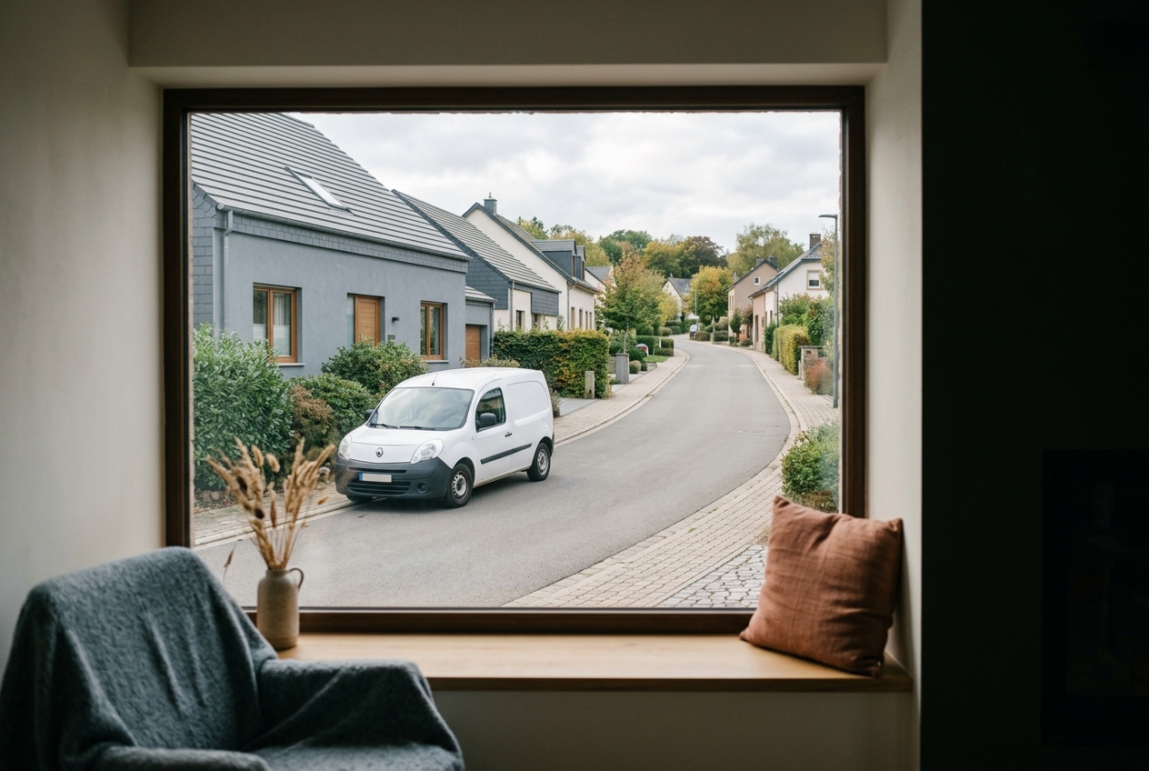 Rue résidentielle calme d'une commune luxembourgeoise